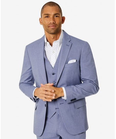 Men's Modern-Fit TH Flex Stretch Chambray Suit Separate Jacket Blue $48.60 Suits