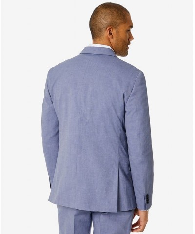 Men's Modern-Fit TH Flex Stretch Chambray Suit Separate Jacket Blue $48.60 Suits