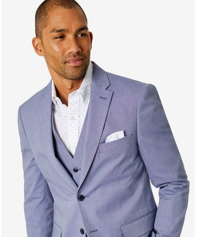 Men's Modern-Fit TH Flex Stretch Chambray Suit Separate Jacket Blue $48.60 Suits