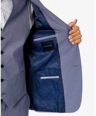 Men's Modern-Fit TH Flex Stretch Chambray Suit Separate Jacket Blue $48.60 Suits