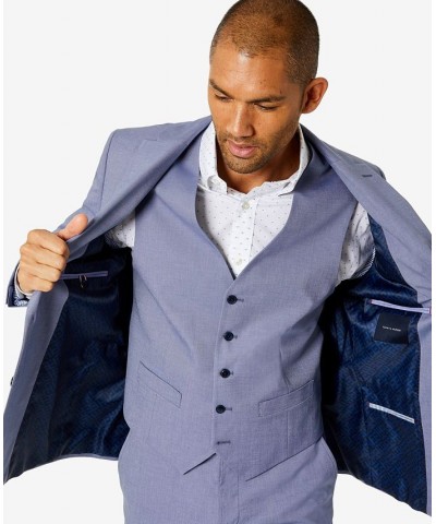 Men's Modern-Fit TH Flex Stretch Chambray Suit Separate Jacket Blue $48.60 Suits