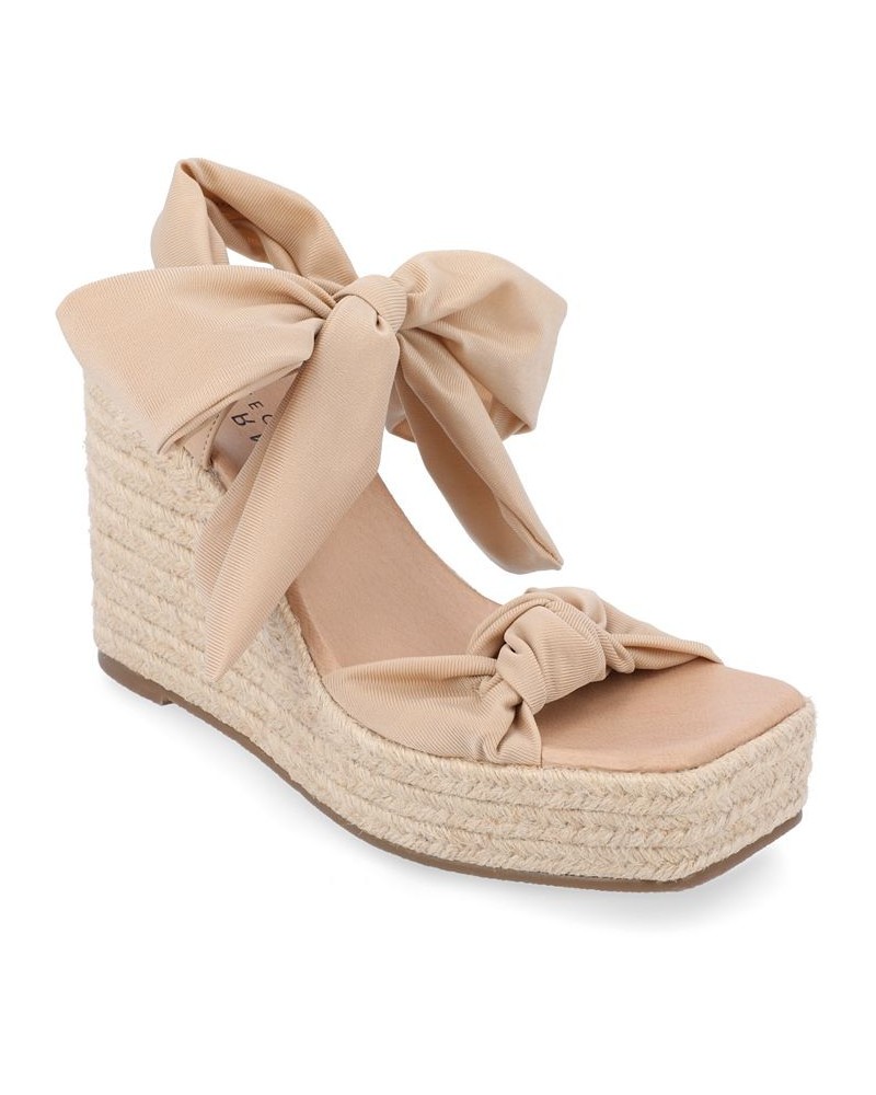 Women's Surria Platform Wedge Sandals Tan/Beige $42.90 Shoes