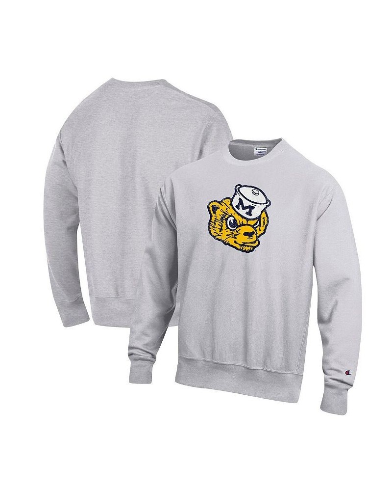 Men's Heathered Gray Michigan Wolverines Vault Logo Reverse Weave Pullover Sweatshirt $42.50 Sweatshirt