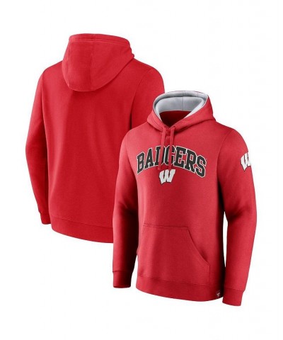 Men's Branded Red Wisconsin Badgers Arch and Logo Tackle Twill Pullover Hoodie $27.60 Sweatshirt