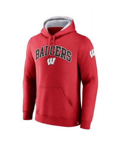 Men's Branded Red Wisconsin Badgers Arch and Logo Tackle Twill Pullover Hoodie $27.60 Sweatshirt