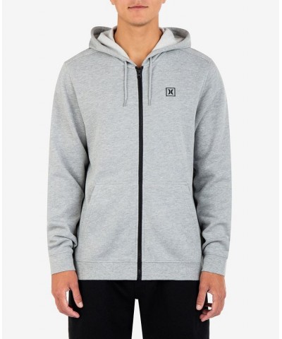 Men's Icon Chest Logo Full Zip Hooded Sweatshirt Dark Heather Gray $34.45 Sweatshirt