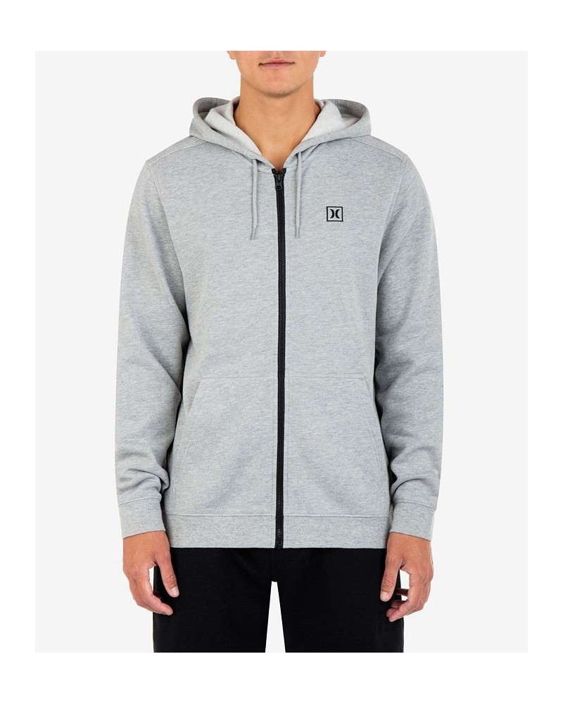 Men's Icon Chest Logo Full Zip Hooded Sweatshirt Dark Heather Gray $34.45 Sweatshirt