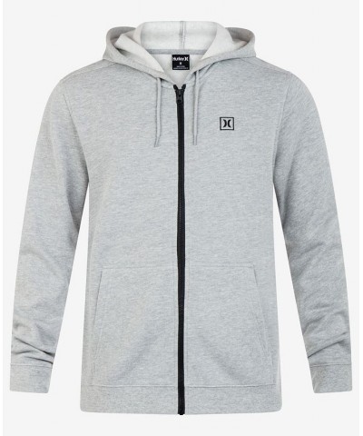 Men's Icon Chest Logo Full Zip Hooded Sweatshirt Dark Heather Gray $34.45 Sweatshirt