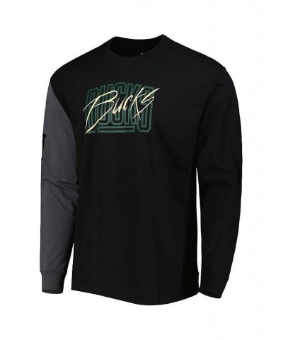 Men's Black Milwaukee Bucks Courtside Versus Flight MAX90 Long Sleeve T-shirt $27.60 T-Shirts