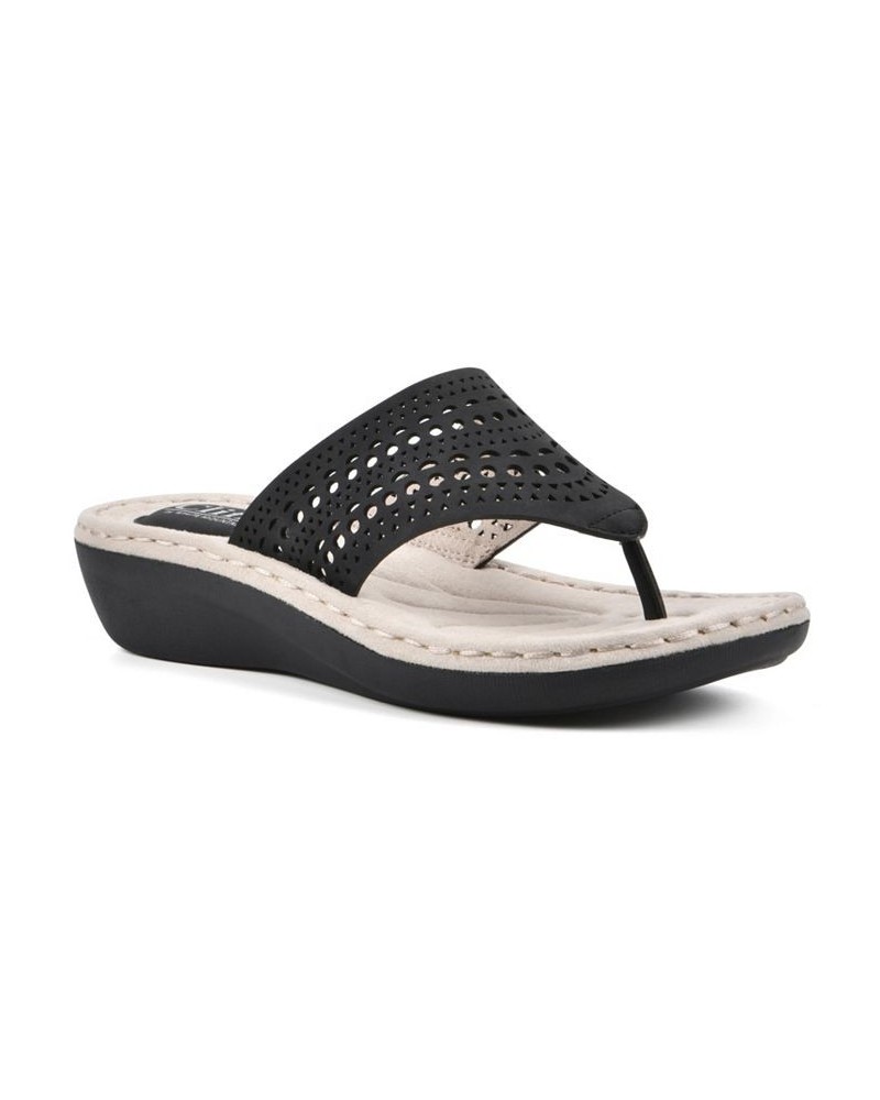 Women's Compact Thong Comfort Sandal Black $28.98 Shoes