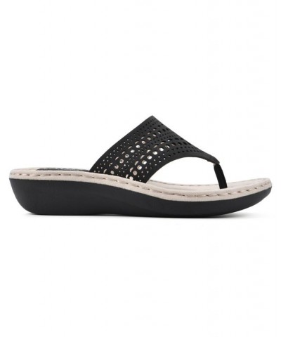 Women's Compact Thong Comfort Sandal Black $28.98 Shoes