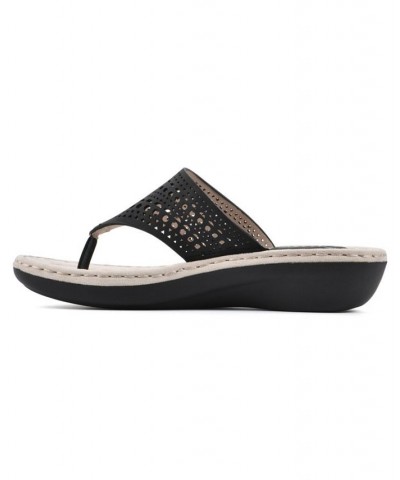 Women's Compact Thong Comfort Sandal Black $28.98 Shoes