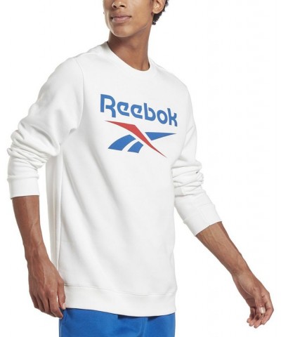 Men's Identity Fleece Stacked Logo Crew Sweatshirt White $22.80 Sweatshirt