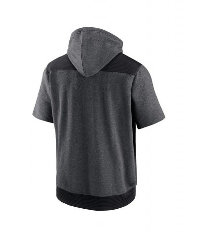 Men's Heathered Charcoal, Black Colorado Rockies Authentic Collection Dry Flux Performance Quarter-Zip Short Sleeve Hoodie $4...