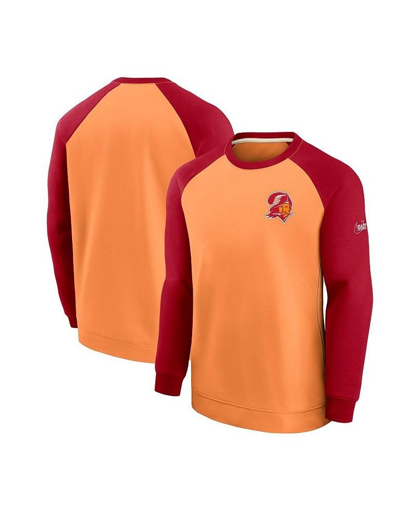 Men's Orange, Red Tampa Bay Buccaneers Historic Raglan Performance Pullover Sweater $40.00 Sweaters