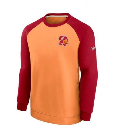 Men's Orange, Red Tampa Bay Buccaneers Historic Raglan Performance Pullover Sweater $40.00 Sweaters