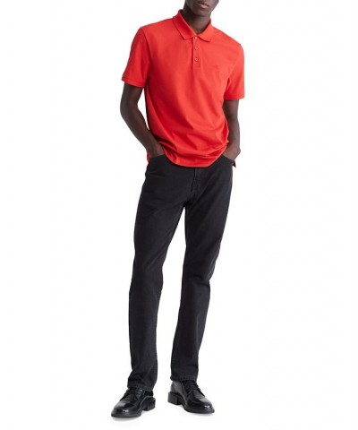 Men's Regular-Fit Smooth Cotton Monogram Logo Polo Shirt Red $15.40 Polo Shirts