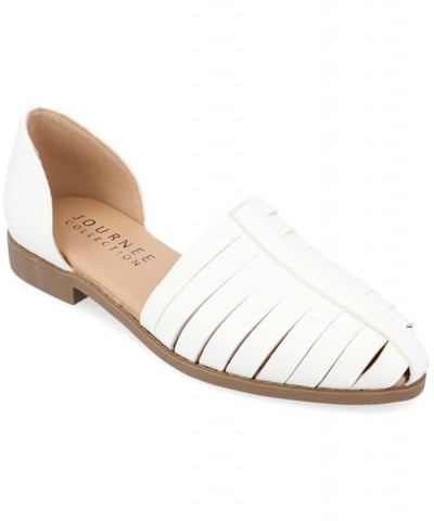 Women's Anyah Caged Flat White $38.95 Shoes