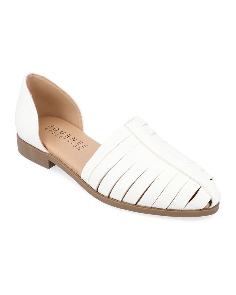 Women's Anyah Caged Flat White $38.95 Shoes