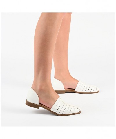 Women's Anyah Caged Flat White $38.95 Shoes