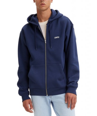 Men's Fleece Relaxed-Fit Zip-Up Hoodie Blue $33.36 Sweatshirt