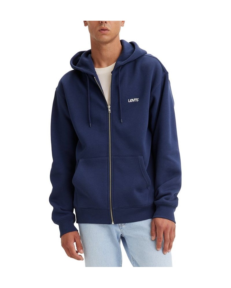 Men's Fleece Relaxed-Fit Zip-Up Hoodie Blue $33.36 Sweatshirt