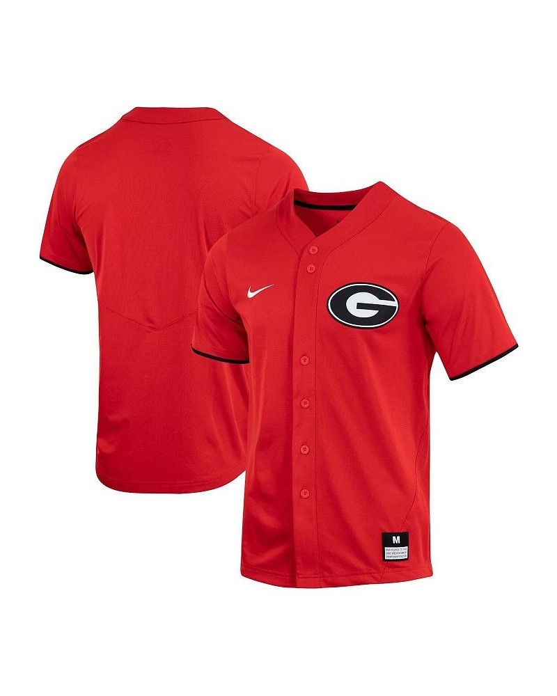 Men's Red Georgia Bulldogs Replica Full-Button Baseball Jersey $42.00 Jersey