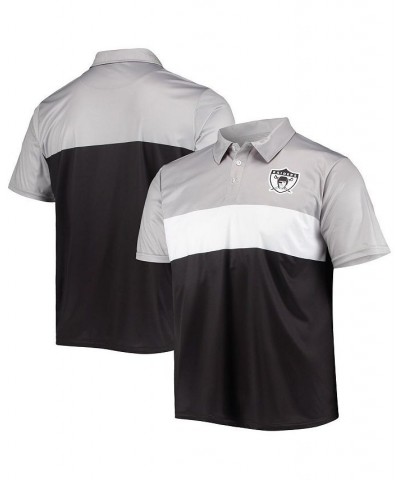 Men's Silver, Black Las Vegas Raiders Retro Colorblock Polo Shirt $20.64 Polo Shirts