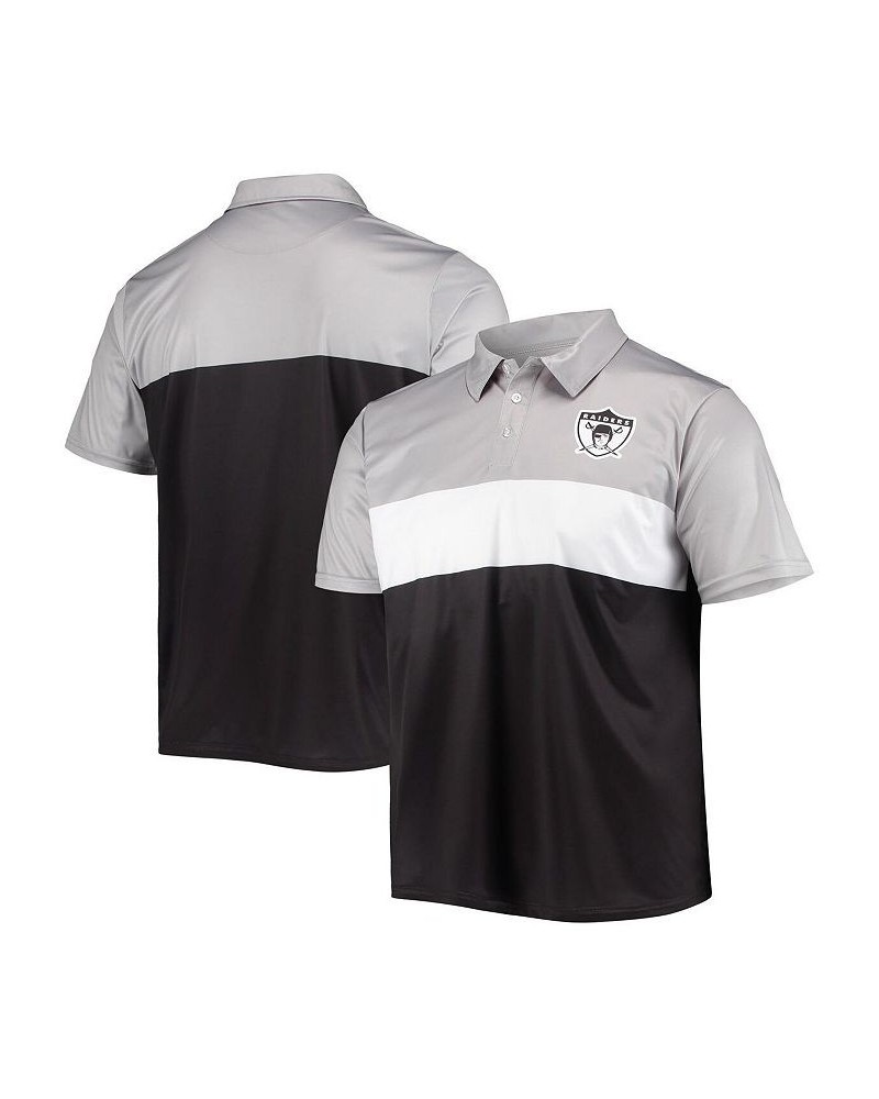 Men's Silver, Black Las Vegas Raiders Retro Colorblock Polo Shirt $20.64 Polo Shirts