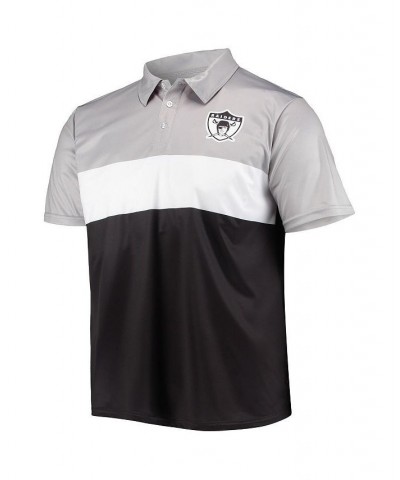 Men's Silver, Black Las Vegas Raiders Retro Colorblock Polo Shirt $20.64 Polo Shirts