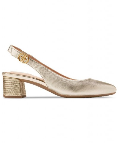 Women's Go-To Block-Heel Slingback Pumps Gold $62.40 Shoes