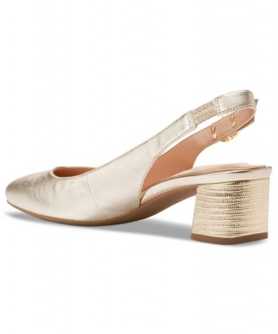 Women's Go-To Block-Heel Slingback Pumps Gold $62.40 Shoes