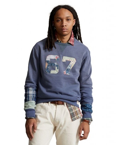 Men's Patchwork Fleece Sweatshirt Blue $86.18 Sweatshirt