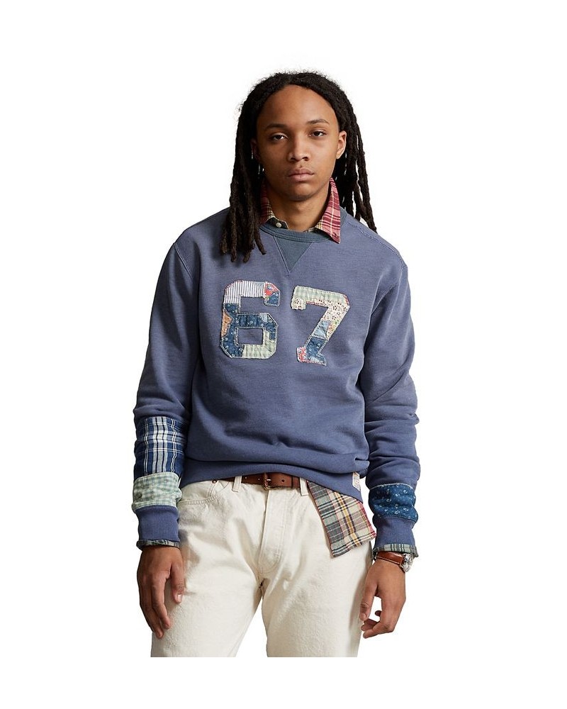 Men's Patchwork Fleece Sweatshirt Blue $86.18 Sweatshirt