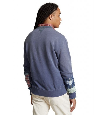 Men's Patchwork Fleece Sweatshirt Blue $86.18 Sweatshirt