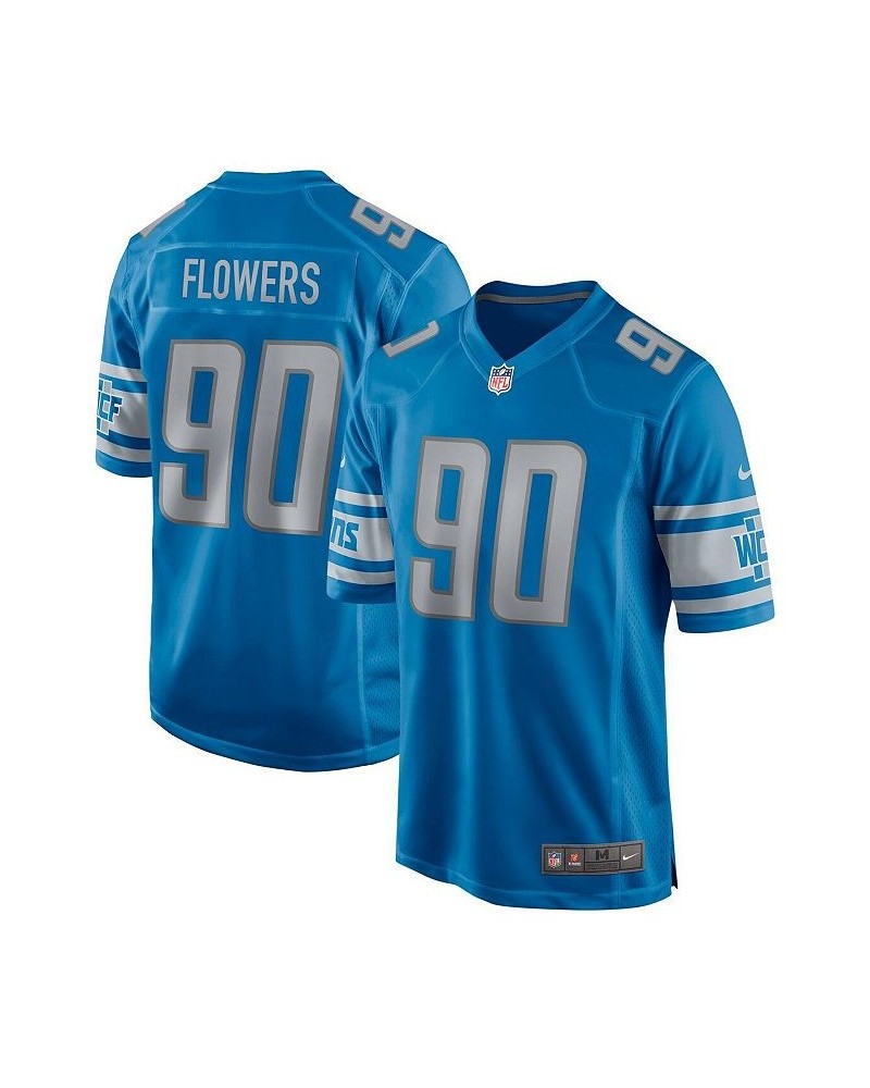 Men's Trey Flowers Blue Detroit Lions Game Jersey $53.20 Jersey