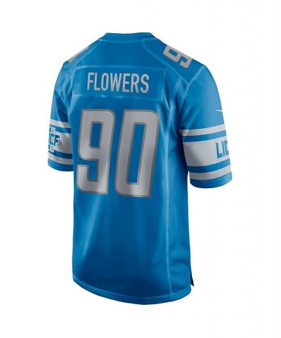 Men's Trey Flowers Blue Detroit Lions Game Jersey $53.20 Jersey