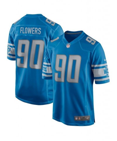 Men's Trey Flowers Blue Detroit Lions Game Jersey $53.20 Jersey