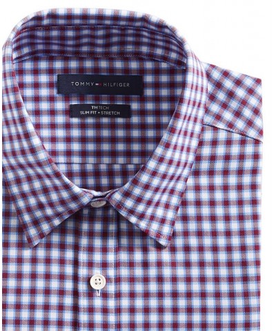 Men's Tech The No Tuck Slim Fit Stretch Dress Shirt Red $17.30 Dress Shirts