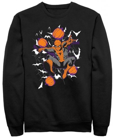 Men's Marvel Spidey Webs Crew Fleece Pullover Black $26.93 Sweatshirt