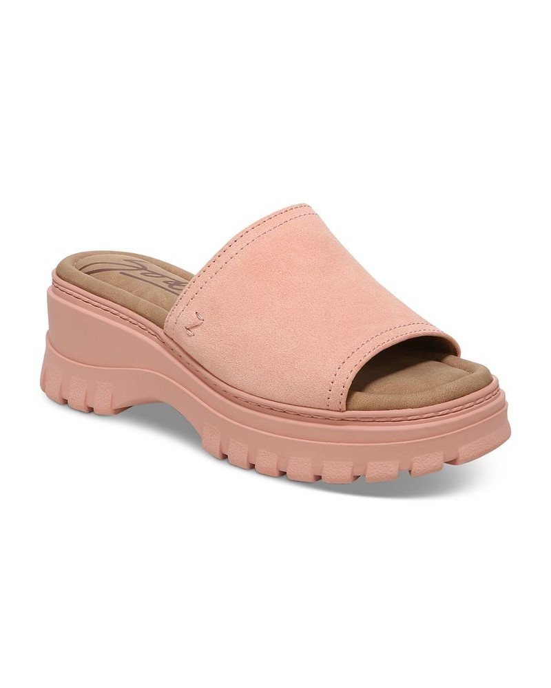 Women's Halle Platform Lug-Sole Slide Wedge Sandals Pink $43.56 Shoes