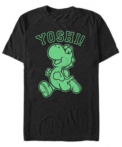 Nintendo Men's Super Mario Running Yoshi Short Sleeve T-Shirt Black $15.75 T-Shirts