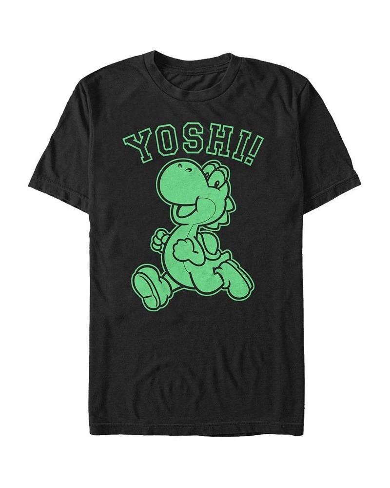 Nintendo Men's Super Mario Running Yoshi Short Sleeve T-Shirt Black $15.75 T-Shirts