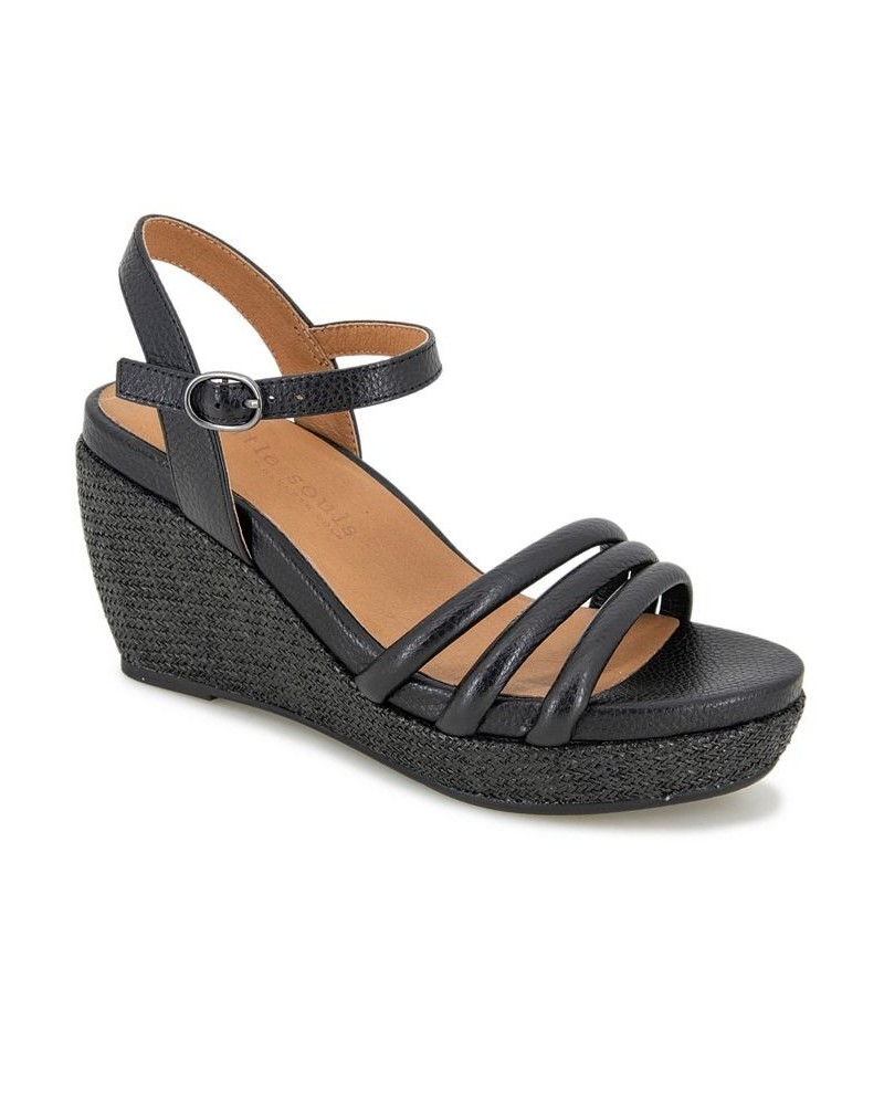 Women's Viki Platform Wedge Sandals Black $90.72 Shoes