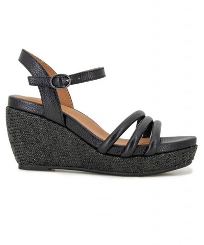 Women's Viki Platform Wedge Sandals Black $90.72 Shoes