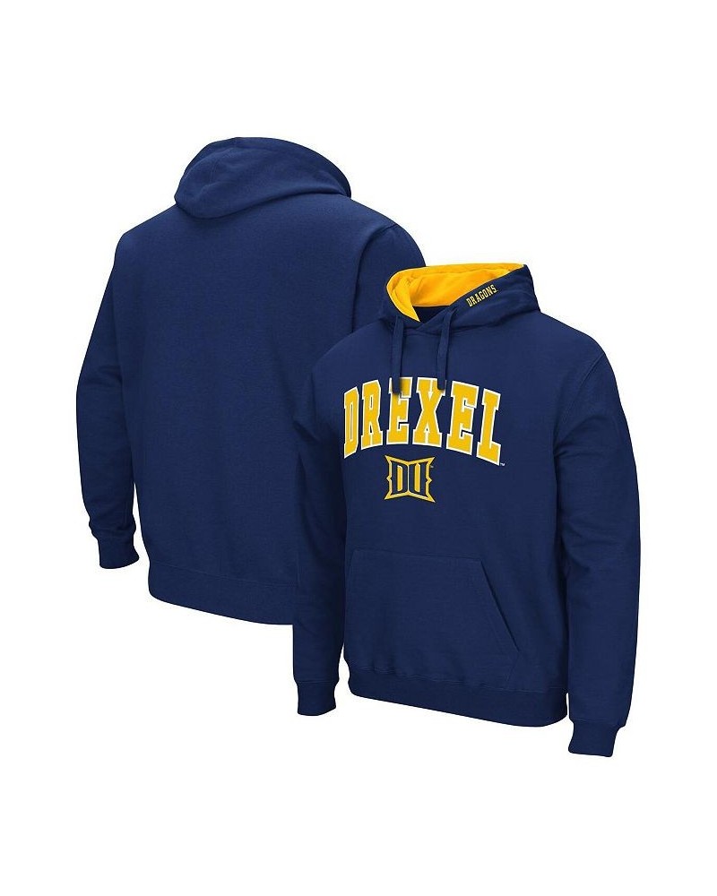 Men's Navy Drexel Dragons Arch and Logo Pullover Hoodie $21.92 Sweatshirt