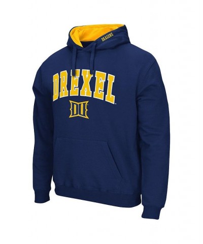 Men's Navy Drexel Dragons Arch and Logo Pullover Hoodie $21.92 Sweatshirt