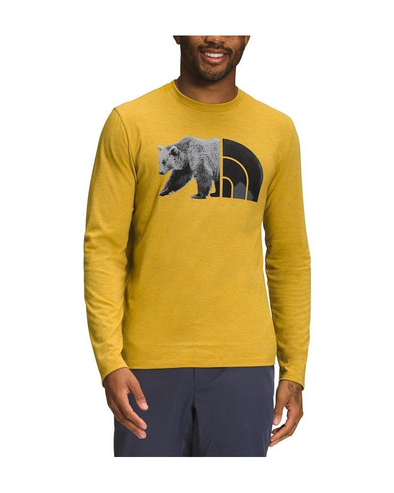 Men's Tri-Blend Bear Graphic Logo Shirt Yellow $23.50 T-Shirts