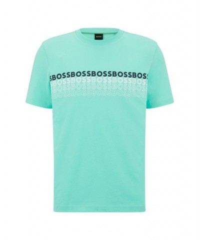 BOSS Men's Crew-Neck Cotton Multi-Colored Logos T-shirt Blue $32.76 T-Shirts