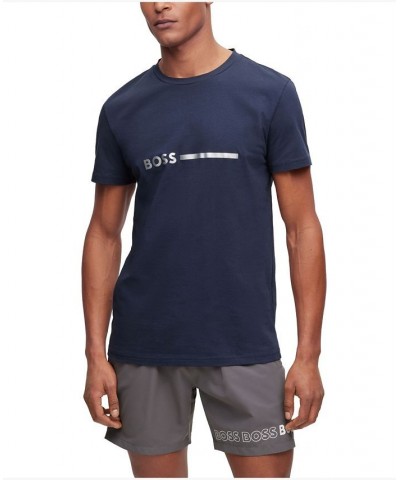 BOSS Men's UV Protection Regular-Fit Cotton T-shirt Blue $32.50 T-Shirts